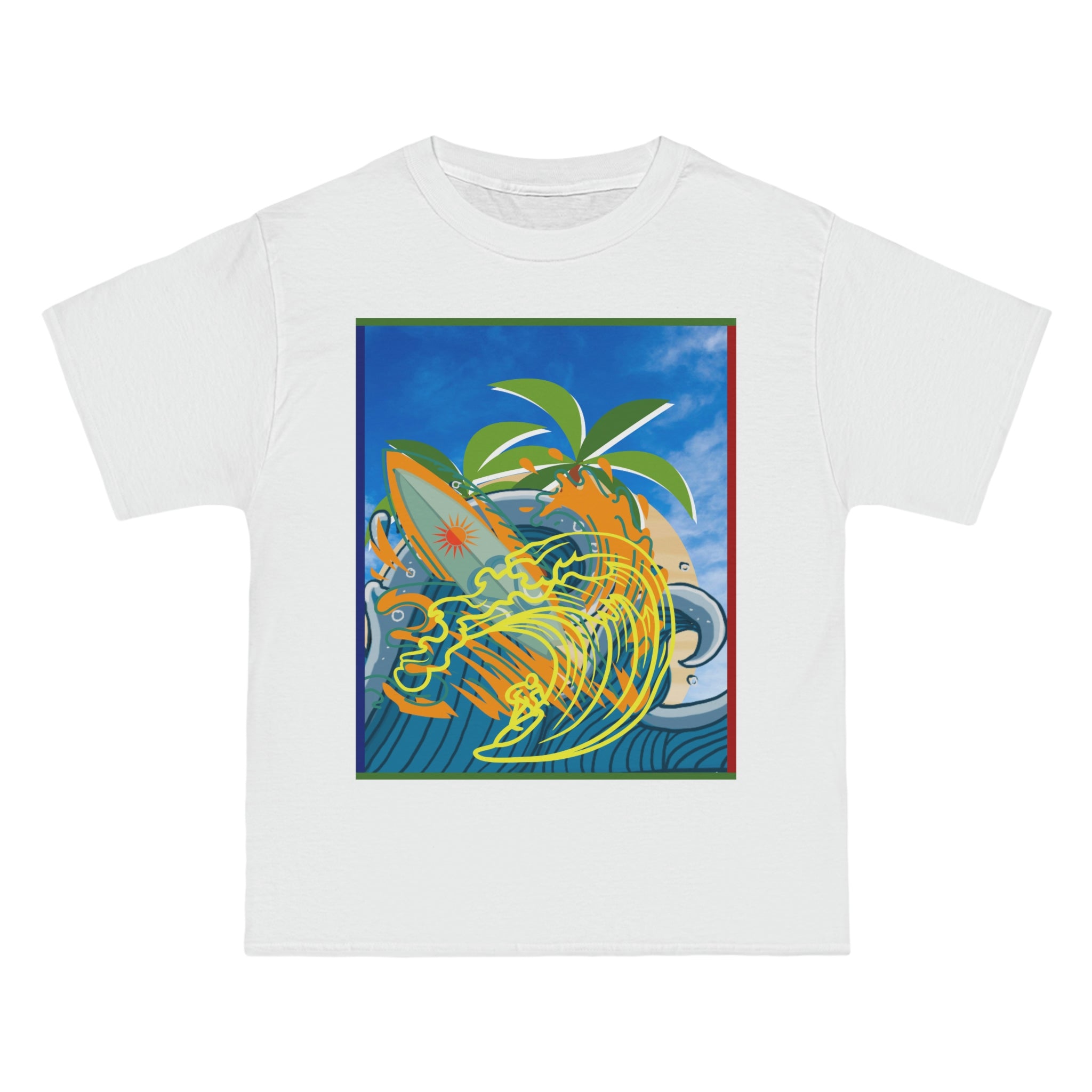 Surfing Interpretive Art Design Skyline Edition Heavyweight Tee