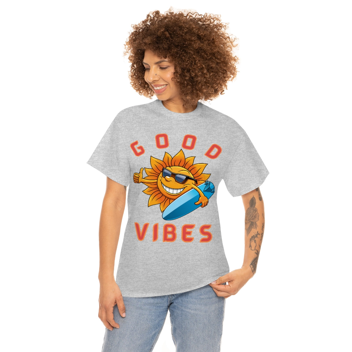 good vibes sunshine surfer heavyweight tee