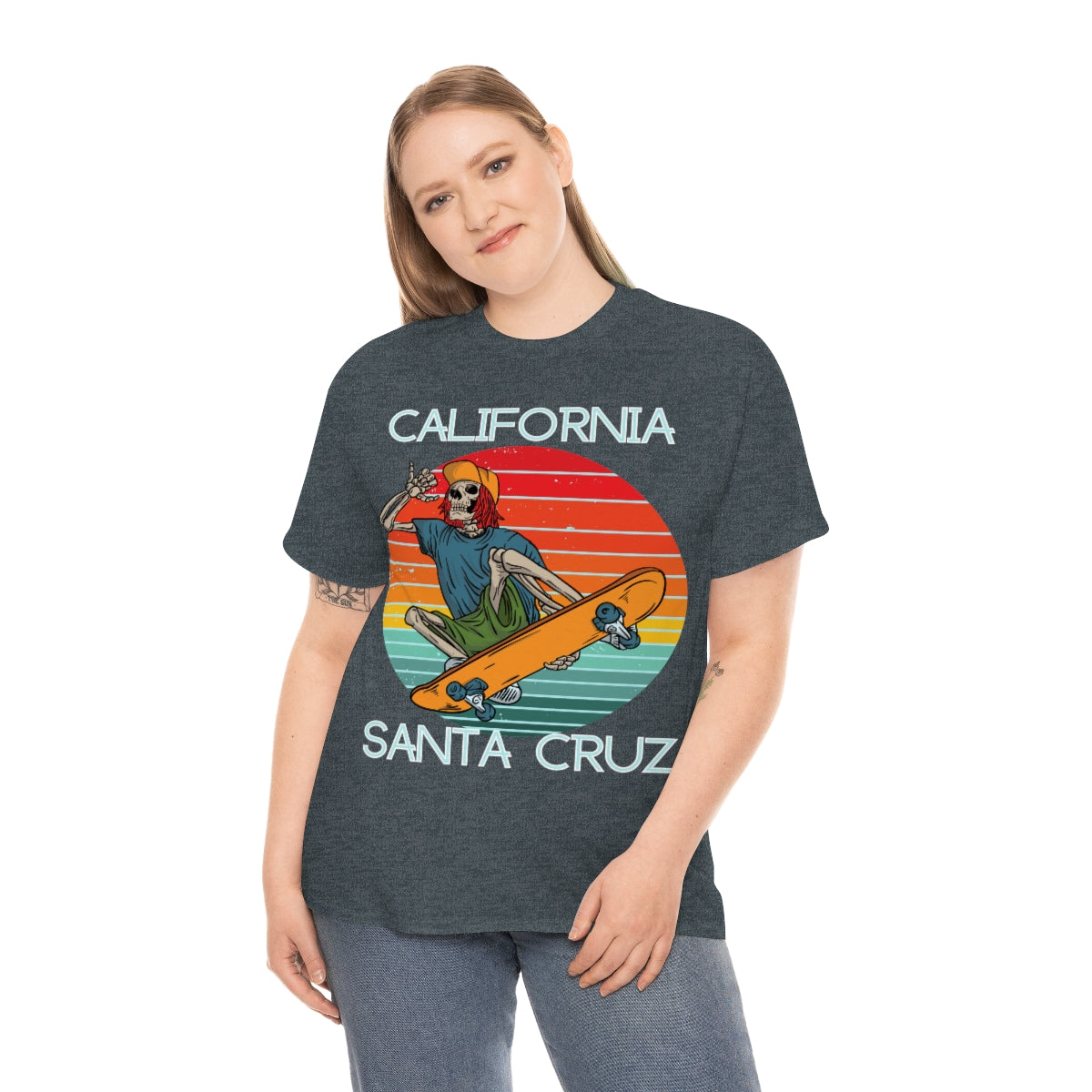 skate santa cruz skeleton snapback heavyweight tee