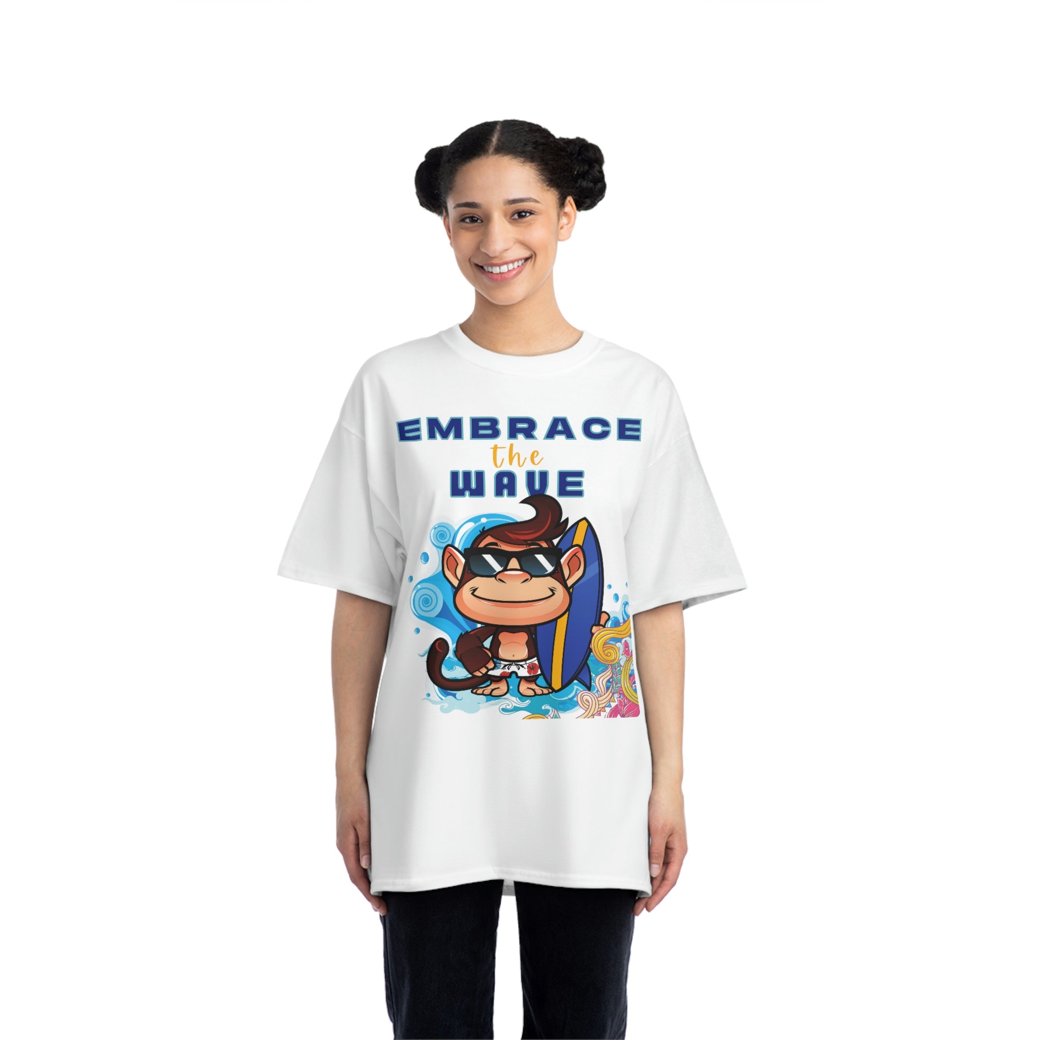 Embrace the Wave Monkey Surfer Heavyweight Tee