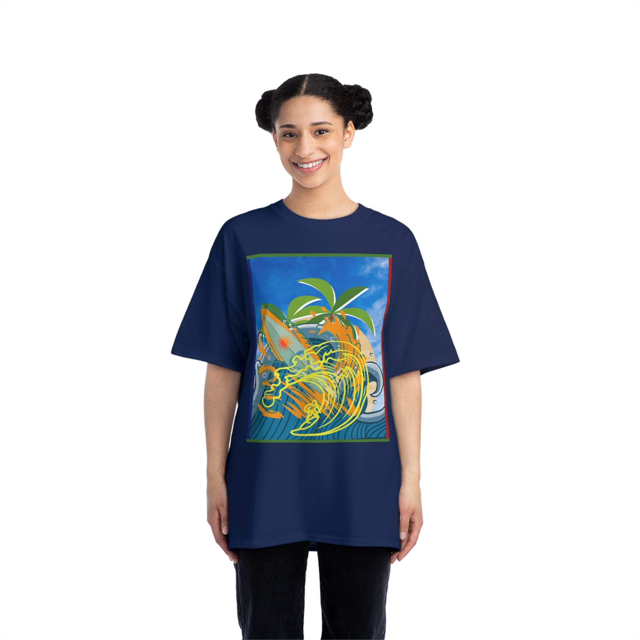 Surfing Interpretive Art Design Skyline Edition Heavyweight Tee