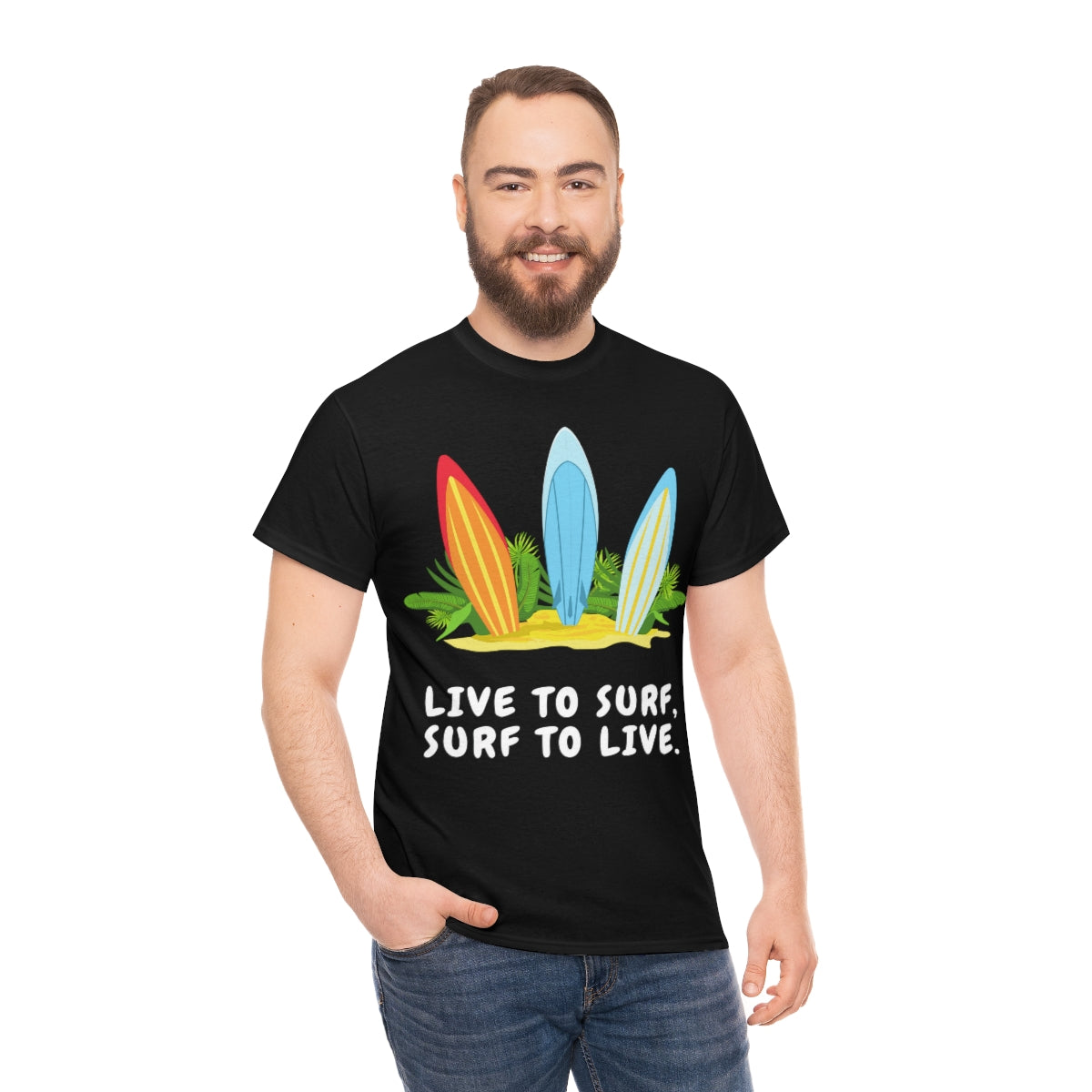 living the dream dinosaur surfer heavyweight tee