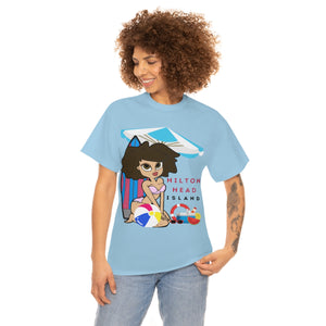 hilton head island surfer girl heavyweight tee