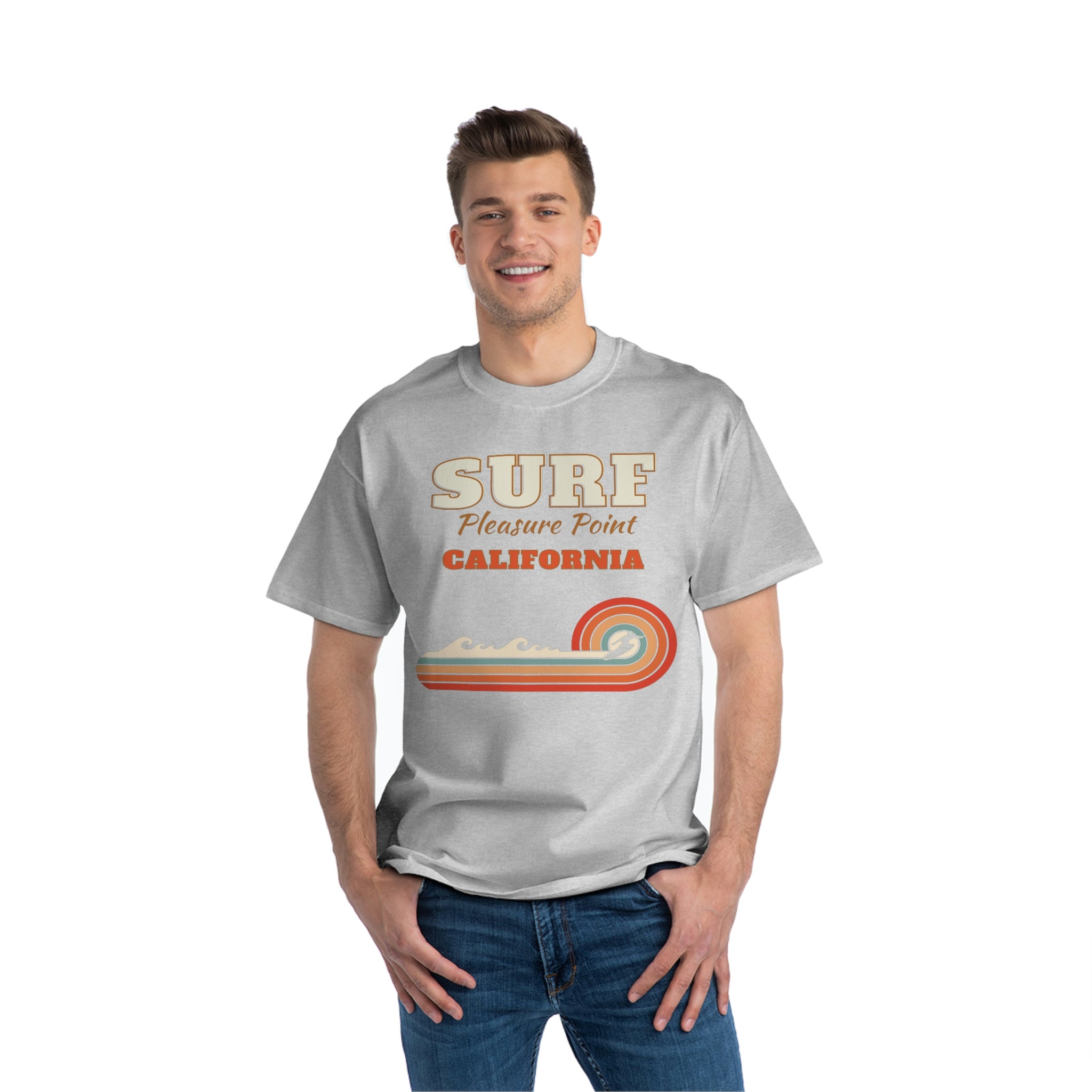 Surf Pleasure Point Vintage Rainbow Stripe Heavyweight Tee