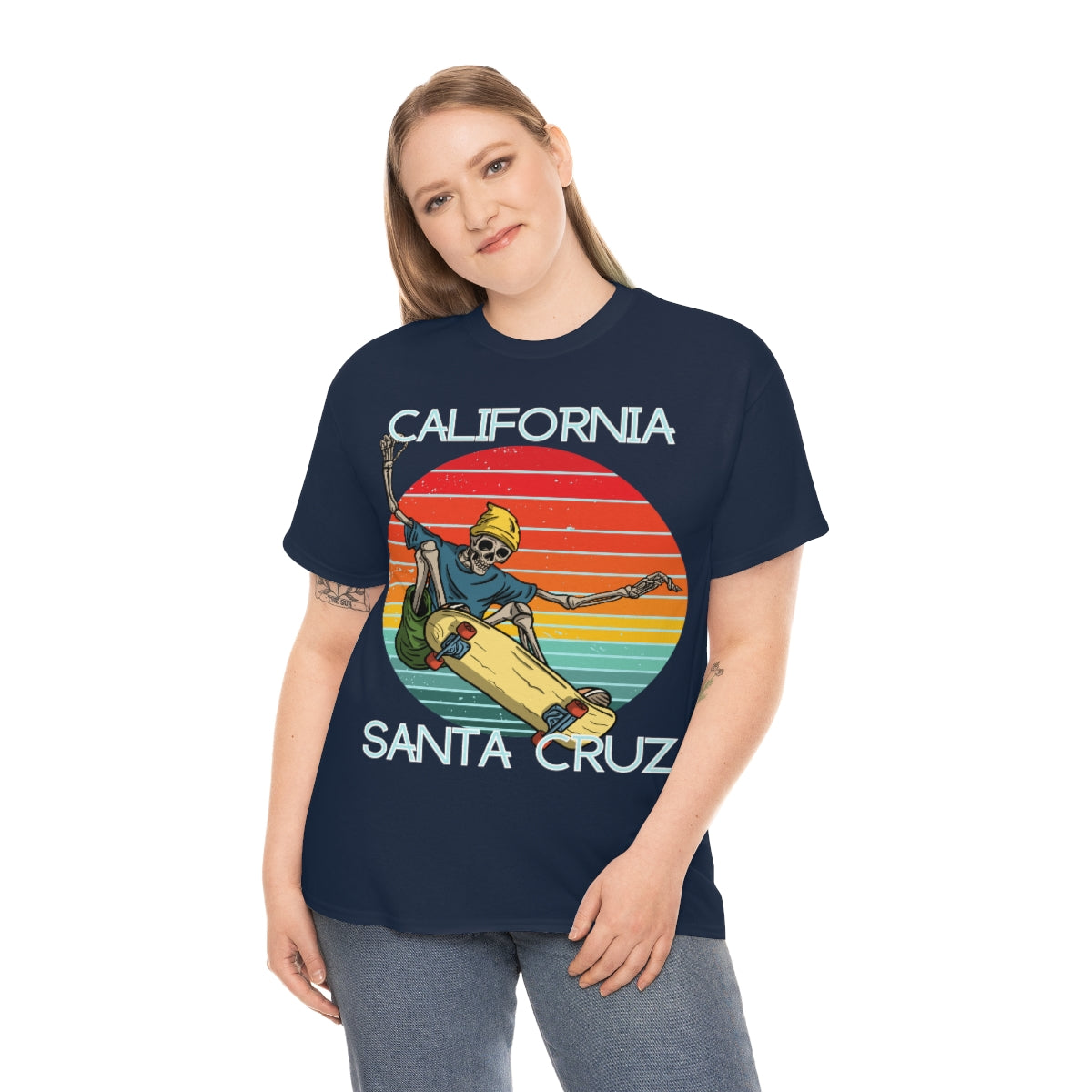 skate santa cruz skeleton beanie heavyweight tee