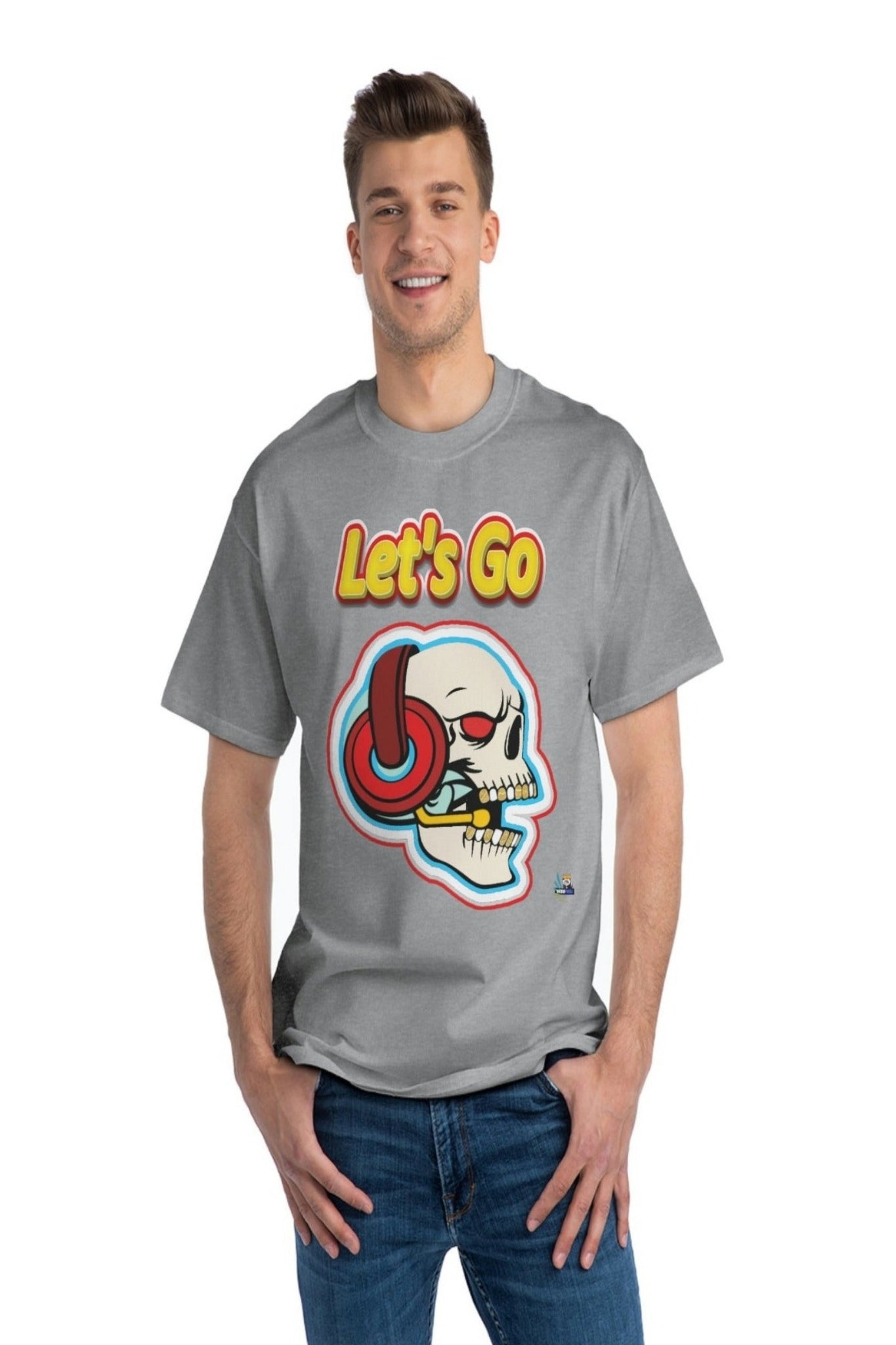 Let's Go Skull Gamer Skull Heavyweight Unisex Gaming Tee