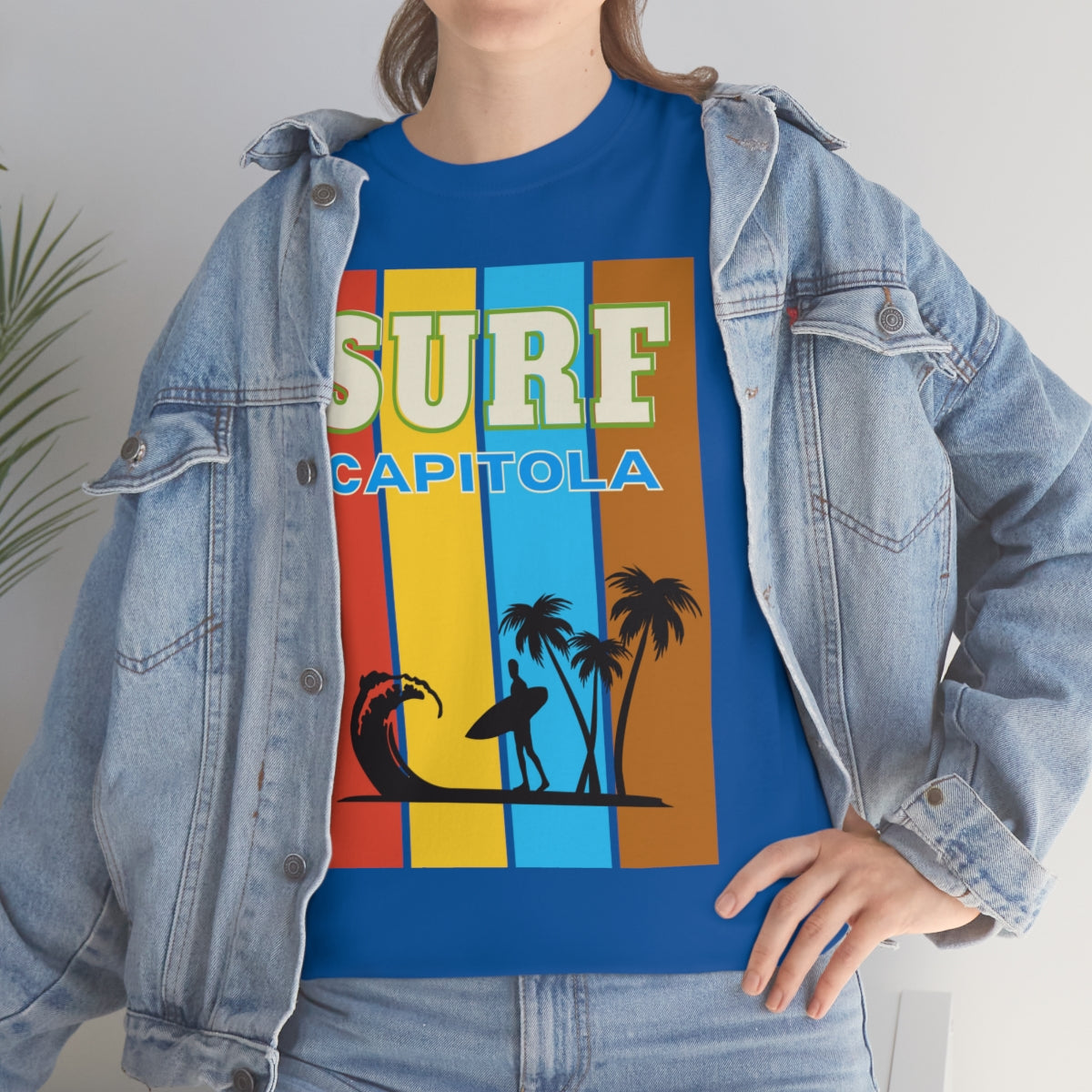 surf capitola rainbow stripe heavyweight tee