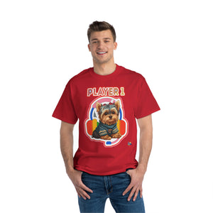 Player 1 Yorkie Heavyweight Unisex Gaming Tee