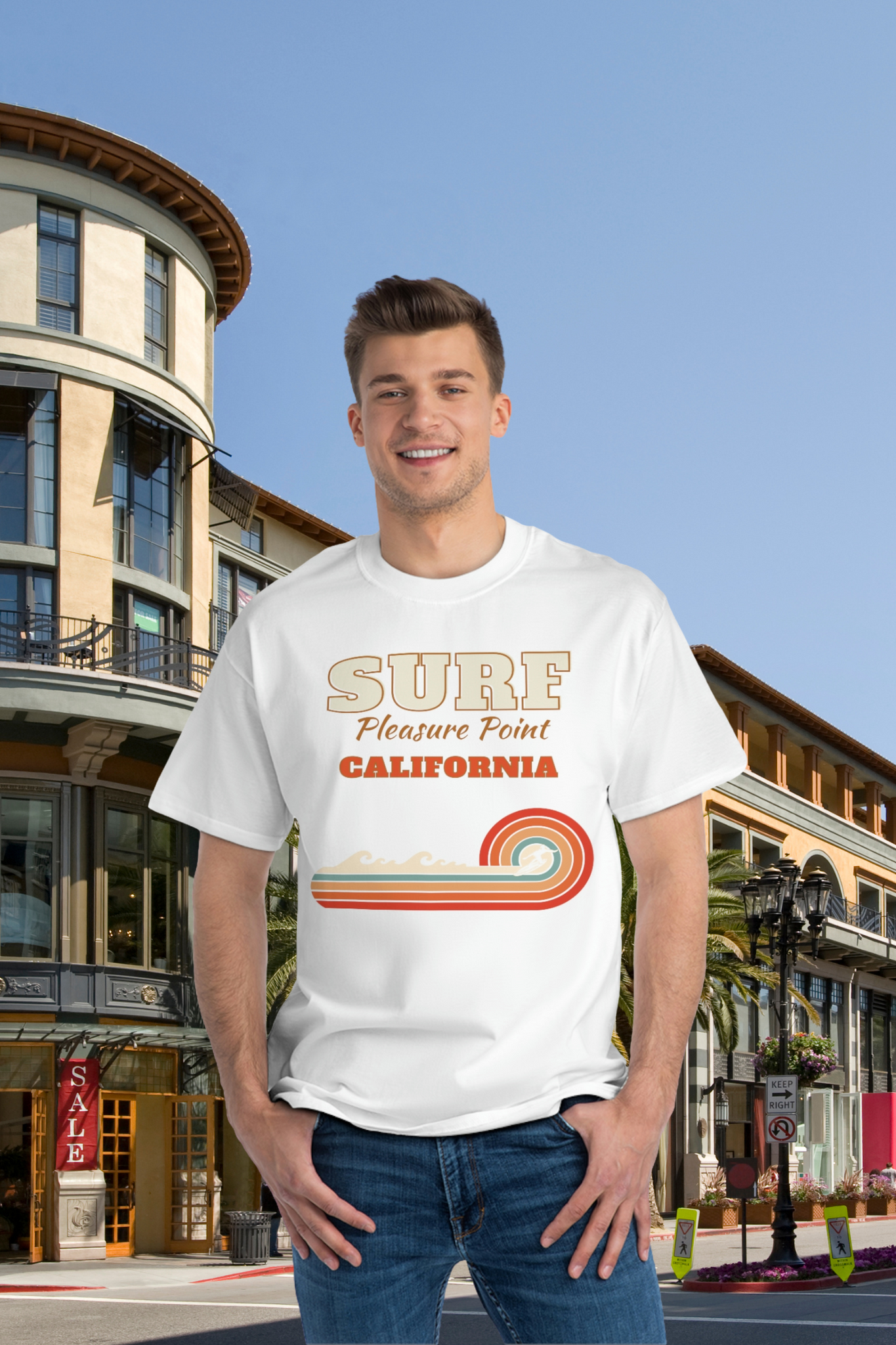 Surf Pleasure Point Vintage Rainbow Stripe Heavyweight Tee