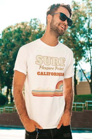 Surf Pleasure Point Vintage Rainbow Stripe Heavyweight Tee