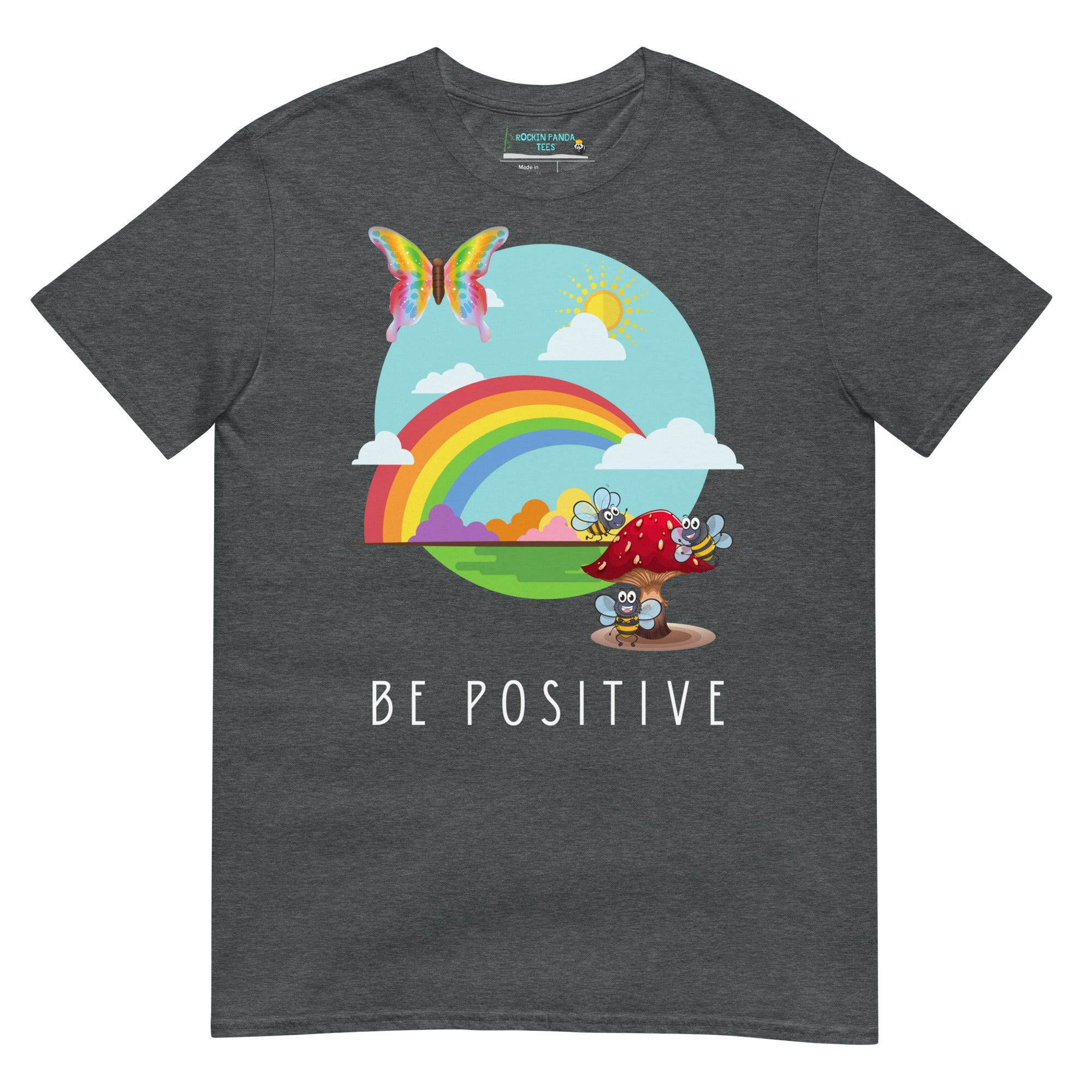 Be Positive Rainbow & Butterfly Softstyle Tee