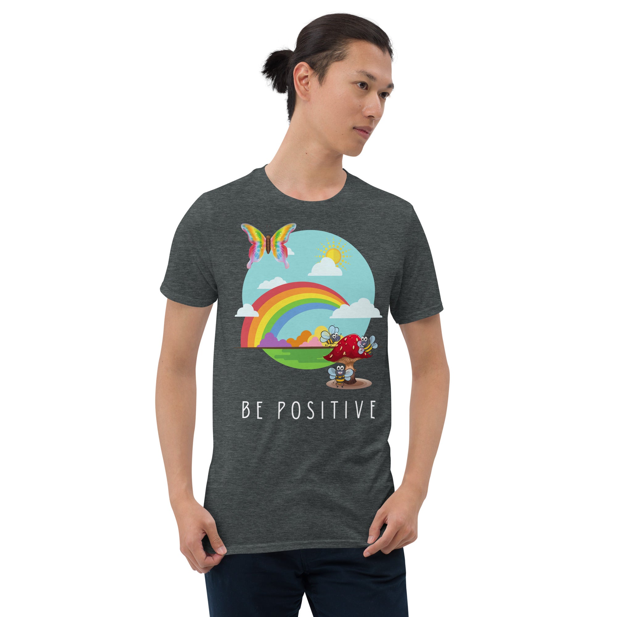 Be Positive Rainbow & Butterfly Softstyle Tee