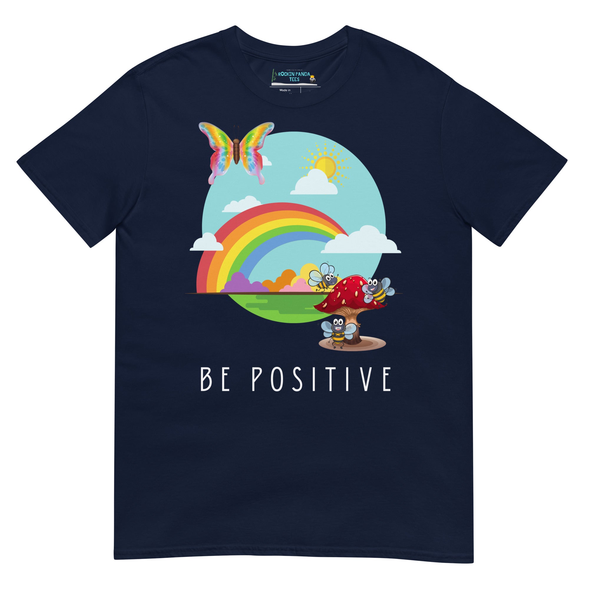 Be Positive Rainbow & Butterfly Softstyle Tee