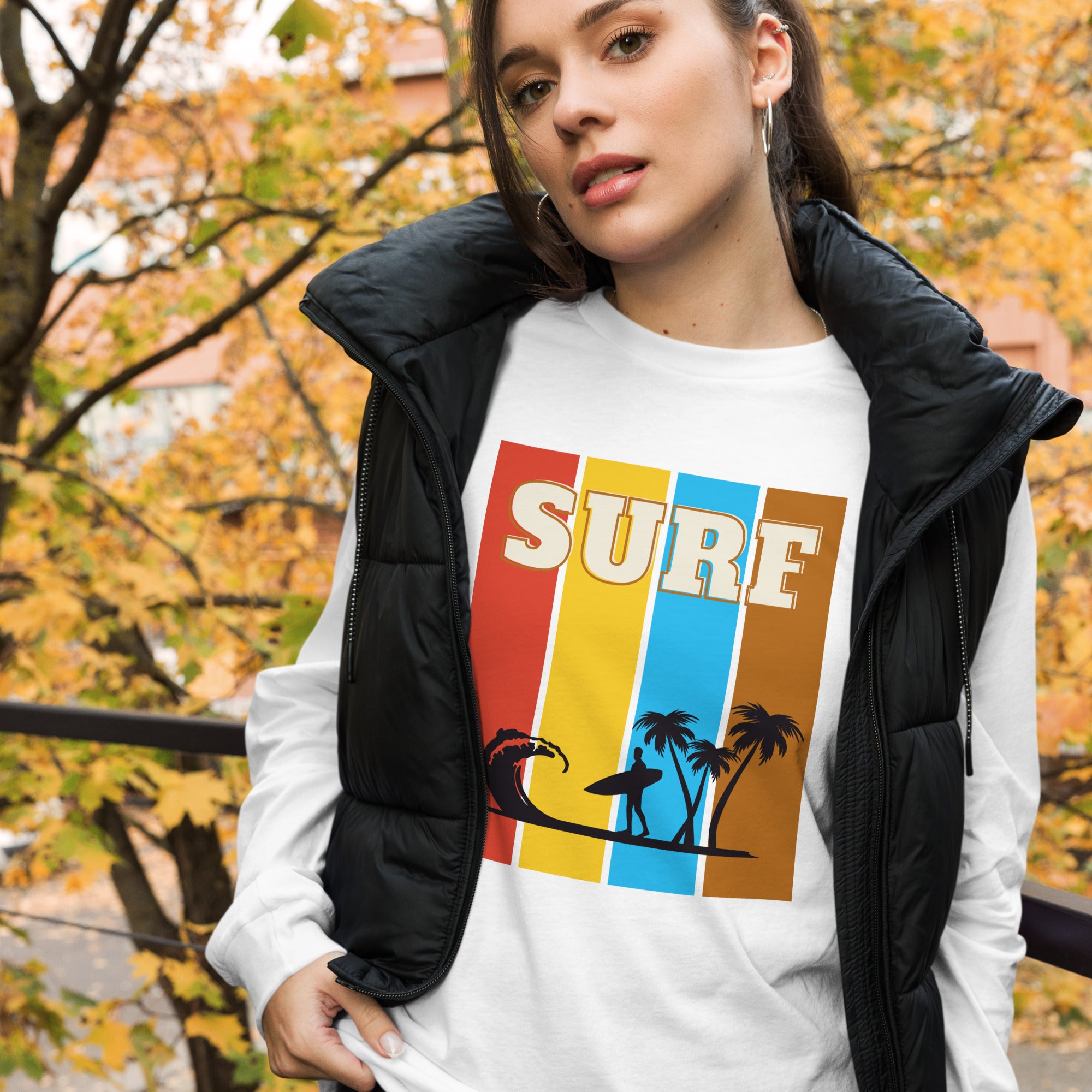 surf is life palm tree edition unisex long sleeve tee