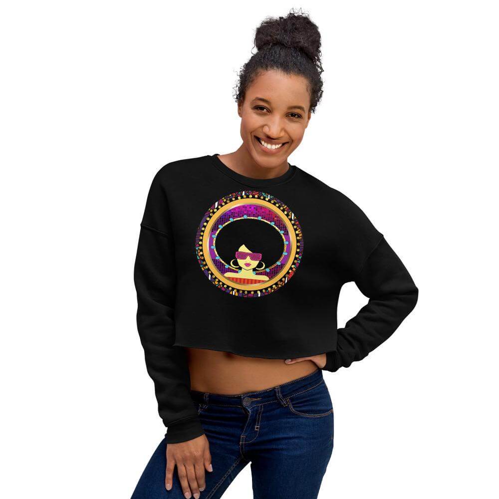 afro queen crop sweatshirt