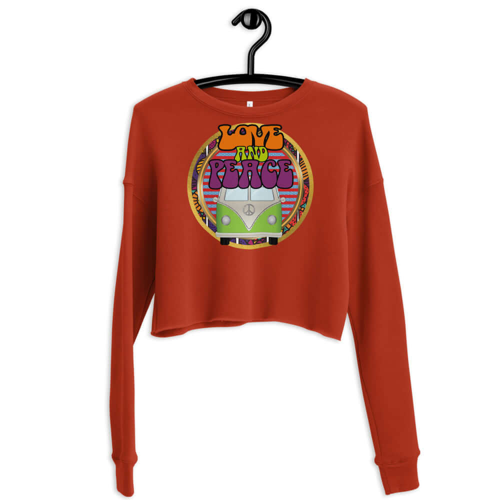 love, peace & festival crop sweatshirt