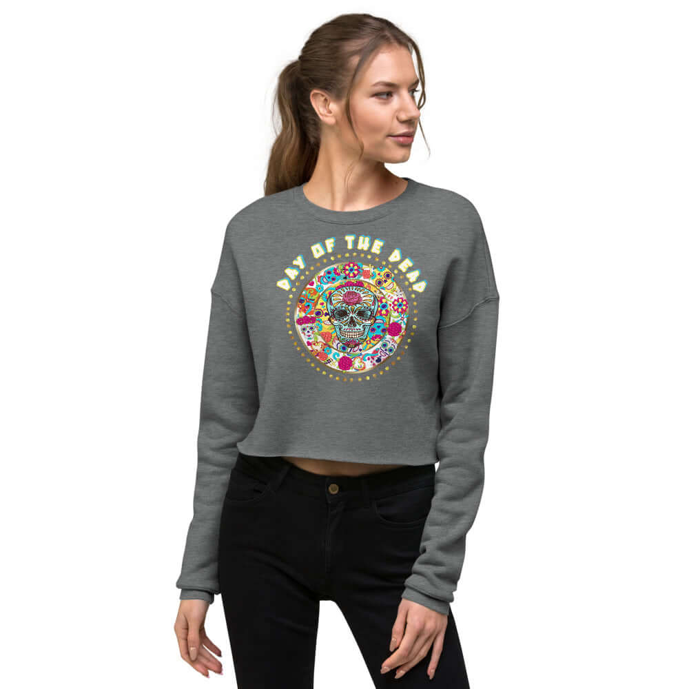 day of the dead crop sweatshirt