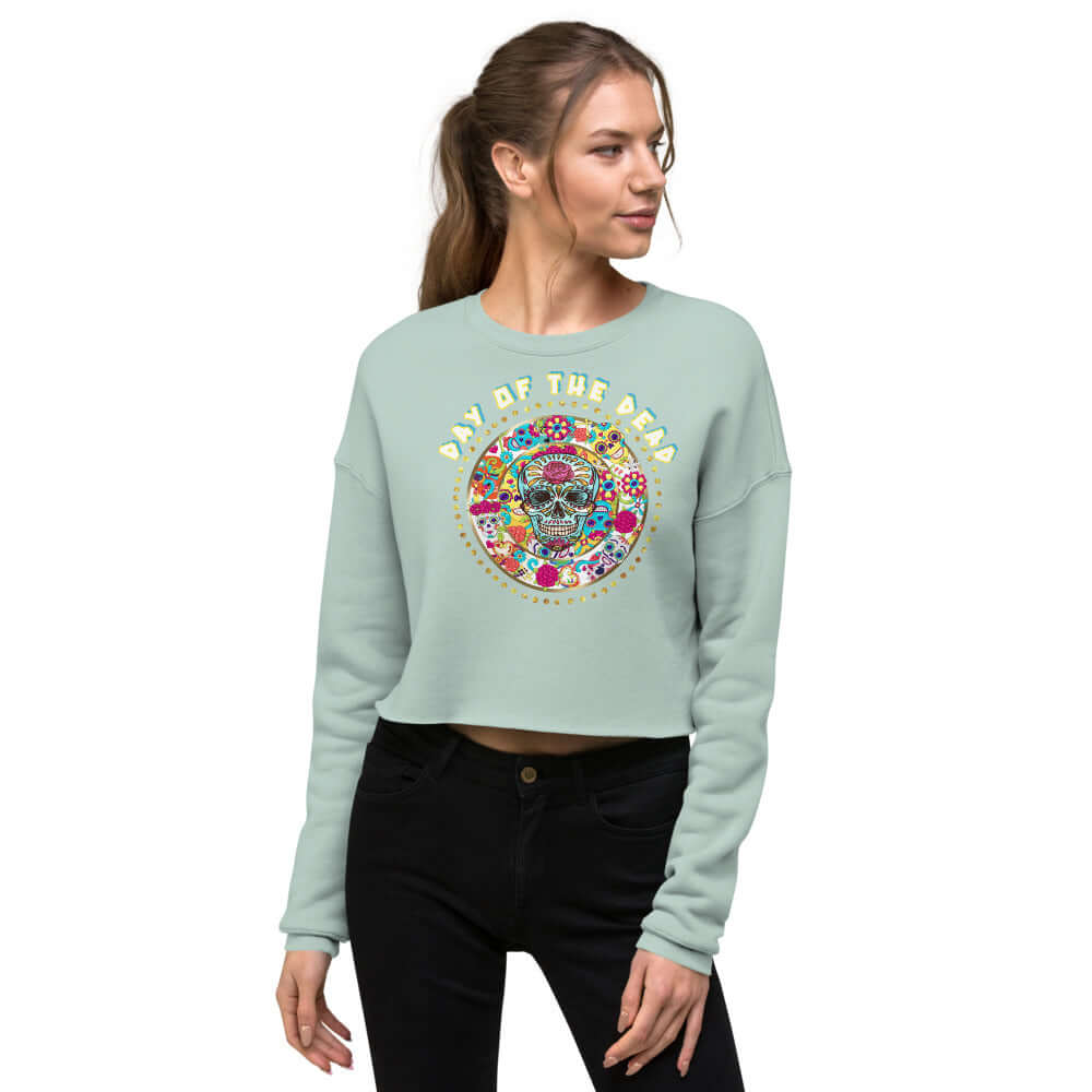 day of the dead crop sweatshirt