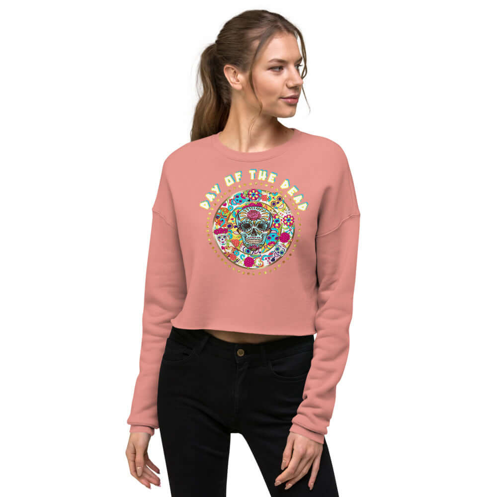 day of the dead crop sweatshirt