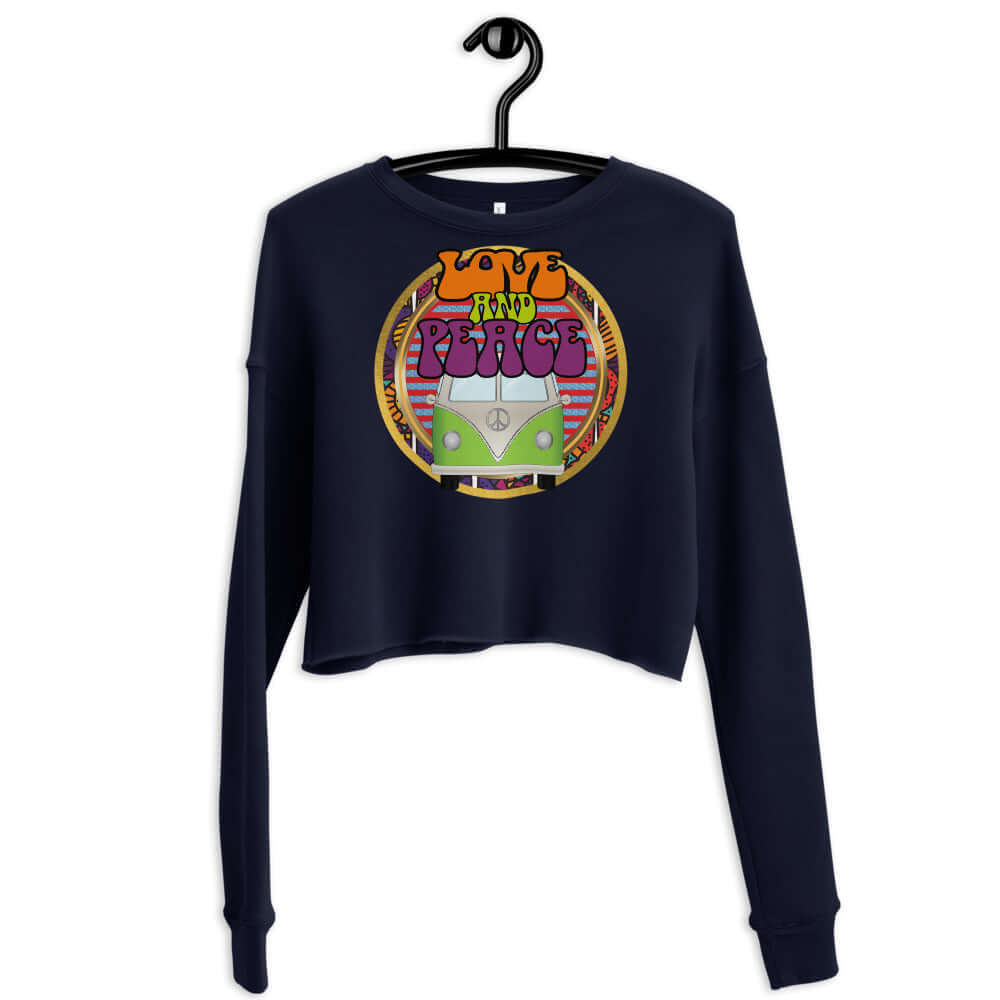 love, peace & festival crop sweatshirt